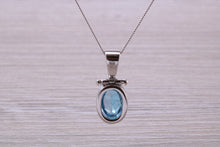 Load image into Gallery viewer, Oval cut Beautiful Swiss Blue Topaz set White Gold Necklace