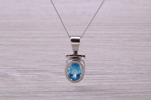 Load image into Gallery viewer, Oval cut Beautiful Swiss Blue Topaz set White Gold Necklace