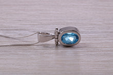 Load image into Gallery viewer, Oval cut Beautiful Swiss Blue Topaz set White Gold Necklace