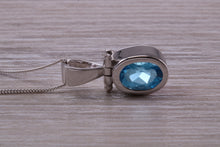 Load image into Gallery viewer, Oval cut Beautiful Swiss Blue Topaz set White Gold Necklace