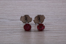 Load image into Gallery viewer, Stunning 1 carat Ruby set Platinum Solitaire Stud Earrings, with Special Safety Backs