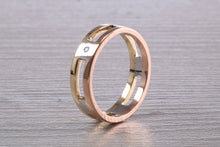 Load image into Gallery viewer, 6mm Wide Three Tone Diamond set Band