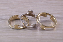 Load image into Gallery viewer, 10 mm Wide Jigsaw Puzzle Ring, Solid Two Tone Gold, British Hallmarked