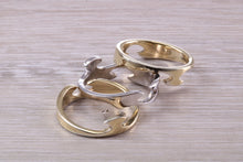 Load image into Gallery viewer, 10 mm Wide Jigsaw Puzzle Ring, Solid Two Tone Gold, British Hallmarked