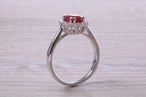 One and Half carat Stunning Ruby and Diamond Cluster Ring