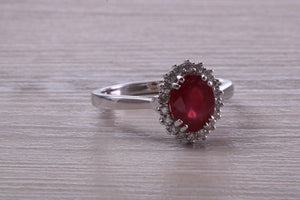 One and Half carat Stunning Ruby and Diamond Cluster Ring