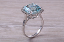 Load image into Gallery viewer, Large 7 carat Aquamarine and Diamond Ring