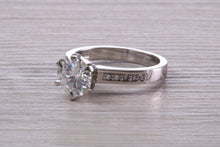Load image into Gallery viewer, 1.50 carat Platinum Mossainte Engagement Ring Complemented with Natural Diamonds
