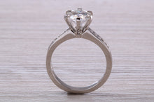 Load image into Gallery viewer, 1.50 carat Platinum Mossainte Engagement Ring Complemented with Natural Diamonds