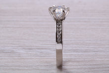 Load image into Gallery viewer, 1.50 carat Platinum Mossainte Engagement Ring Complemented with Natural Diamonds