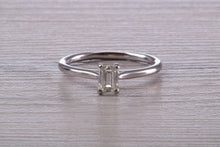 Load image into Gallery viewer, Half carat Emerald Cut Diamond set Solitaire