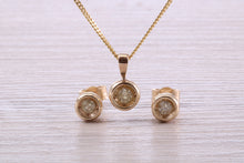 Load image into Gallery viewer, Diamond set Solitaire Stud Earrings and Matching Necklace