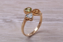 Load image into Gallery viewer, Multi Gemstone set Three Leaf Clover Ring