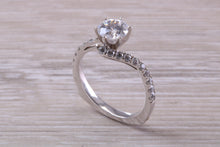 Load image into Gallery viewer, One carat Moissanite Diamond set Crossover Ring with Natural Diamond set Shoulders