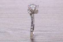 Load image into Gallery viewer, One carat Moissanite Diamond set Crossover Ring with Natural Diamond set Shoulders