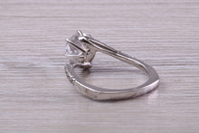 Load image into Gallery viewer, One carat Moissanite Diamond set Crossover Ring with Natural Diamond set Shoulders