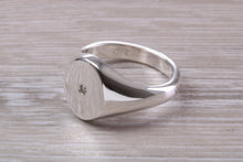 Load image into Gallery viewer, Chunky Sterling Silver Diamond set Signet Ring, Free Engraving