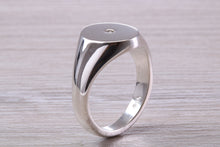 Load image into Gallery viewer, Chunky Sterling Silver Diamond set Signet Ring, Free Engraving