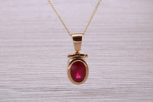 Load image into Gallery viewer, Beautiful One carat Oval cut Ruby set Yellow Gold Necklace