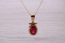 Load image into Gallery viewer, Beautiful One carat Oval cut Ruby set Yellow Gold Necklace