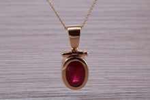 Load image into Gallery viewer, Beautiful One carat Oval cut Ruby set Yellow Gold Necklace