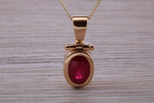 Load image into Gallery viewer, Beautiful One carat Oval cut Ruby set Yellow Gold Necklace