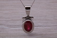 Load image into Gallery viewer, Beautiful One carat Oval cut Ruby set White Gold Necklace
