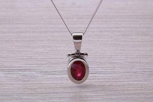 Beautiful One carat Oval cut Ruby set White Gold Necklace