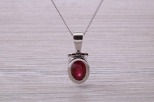 Load image into Gallery viewer, Beautiful One carat Oval cut Ruby set White Gold Necklace