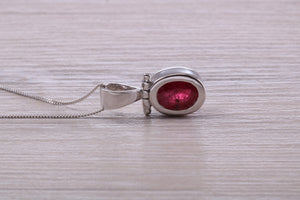 Beautiful One carat Oval cut Ruby set White Gold Necklace