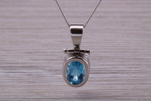Load image into Gallery viewer, Oval cut Beautiful Swiss Blue Topaz set White Gold Necklace