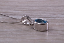 Load image into Gallery viewer, Oval cut Beautiful Swiss Blue Topaz set White Gold Necklace
