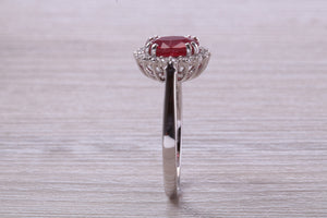 One and Half carat Stunning Ruby and Diamond Cluster Ring