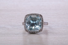 Load image into Gallery viewer, Large 7 carat Aquamarine and Diamond Ring