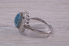 Load image into Gallery viewer, Large 5 carat Blue Topaz and Diamond Ring