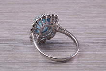 Load image into Gallery viewer, Large 5 carat Blue Topaz and Diamond Ring