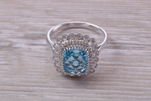 Load image into Gallery viewer, Large 5 carat Blue Topaz and Diamond Ring