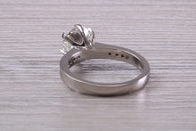 Load image into Gallery viewer, 1.50 carat Platinum Mossainte Engagement Ring Complemented with Natural Diamonds