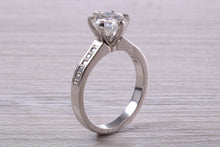 Load image into Gallery viewer, 1.50 carat Platinum Mossainte Engagement Ring Complemented with Natural Diamonds