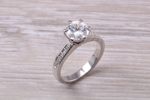 Load image into Gallery viewer, 1.50 carat Platinum Mossainte Engagement Ring Complemented with Natural Diamonds