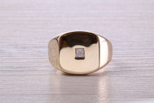 Load image into Gallery viewer, Chunky and Heavy Diamond set Yellow Gold Signet Ring