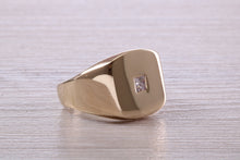 Load image into Gallery viewer, Chunky and Heavy Diamond set Yellow Gold Signet Ring