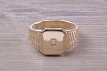 Load image into Gallery viewer, Diamond set Yellow Gold Signet Ring