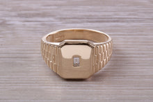 Load image into Gallery viewer, Diamond set Yellow Gold Signet Ring