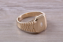 Load image into Gallery viewer, Diamond set Yellow Gold Signet Ring