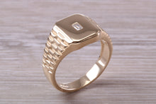 Load image into Gallery viewer, Diamond set Yellow Gold Signet Ring