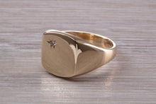 Load image into Gallery viewer, Chunky and Heavy Diamond set Yellow Gold Signet Ring, Made from Solid Cast Gold, British Hallmarked