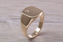Load image into Gallery viewer, Chunky and Heavy Diamond set Yellow Gold Signet Ring, Made from Solid Cast Gold, British Hallmarked