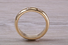 Load image into Gallery viewer, Chunky Trilogy Natural Diamonds Set Yellow Gold Band, British Hallmarked