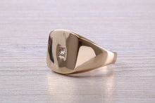 Load image into Gallery viewer, Chunky and Heavy Diamond set Yellow Gold Signet Ring